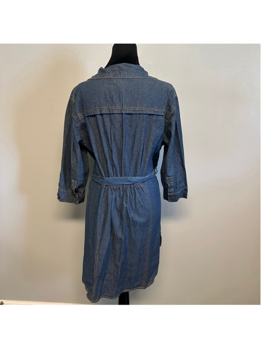 NEW J. Gee Blue Denim Long Sleeve Petite Dress Women's Size XL Cottage core - Picture 4 of 8